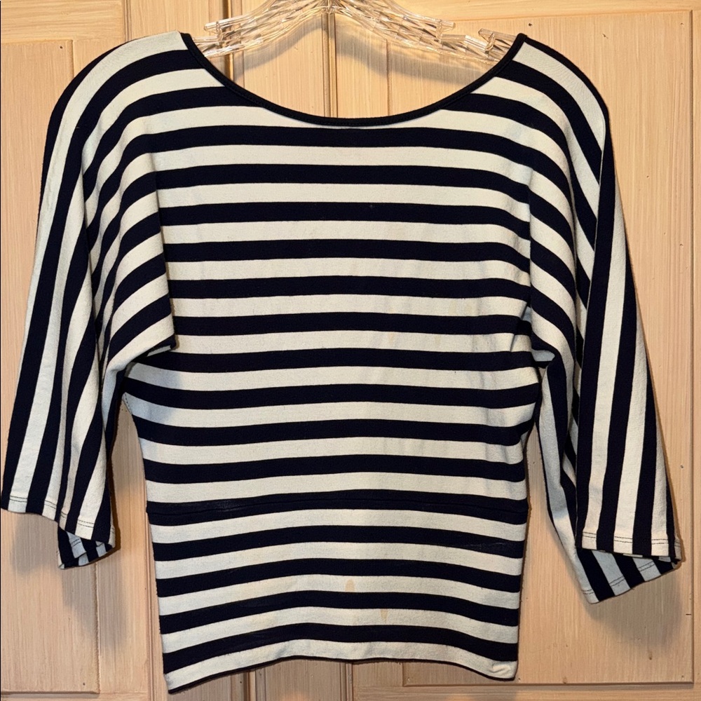 Max & Co. Navy and White Striped Long Sleeve Top